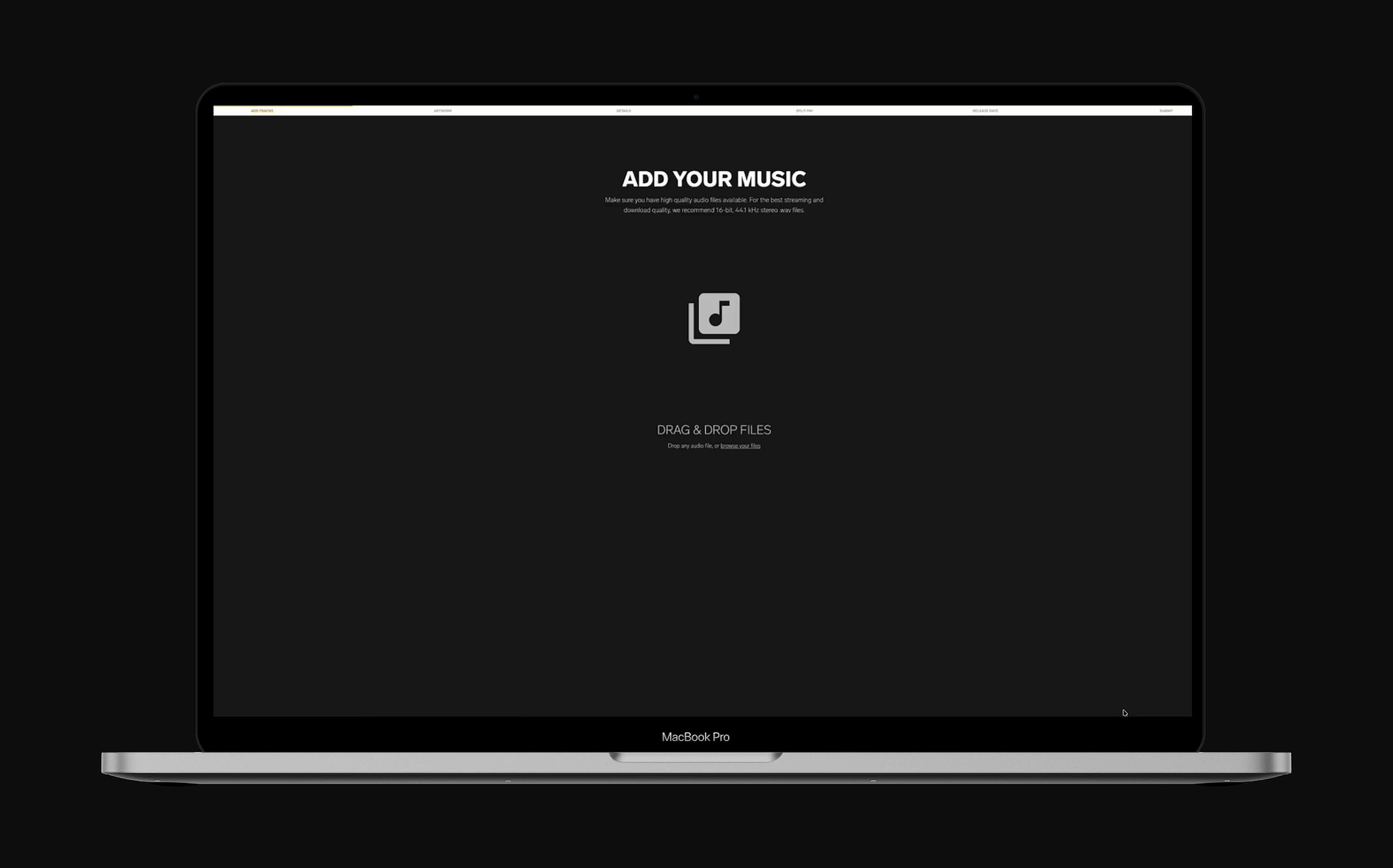 Original distribution flow empty state with minimal guidance and drag-and-drop upload