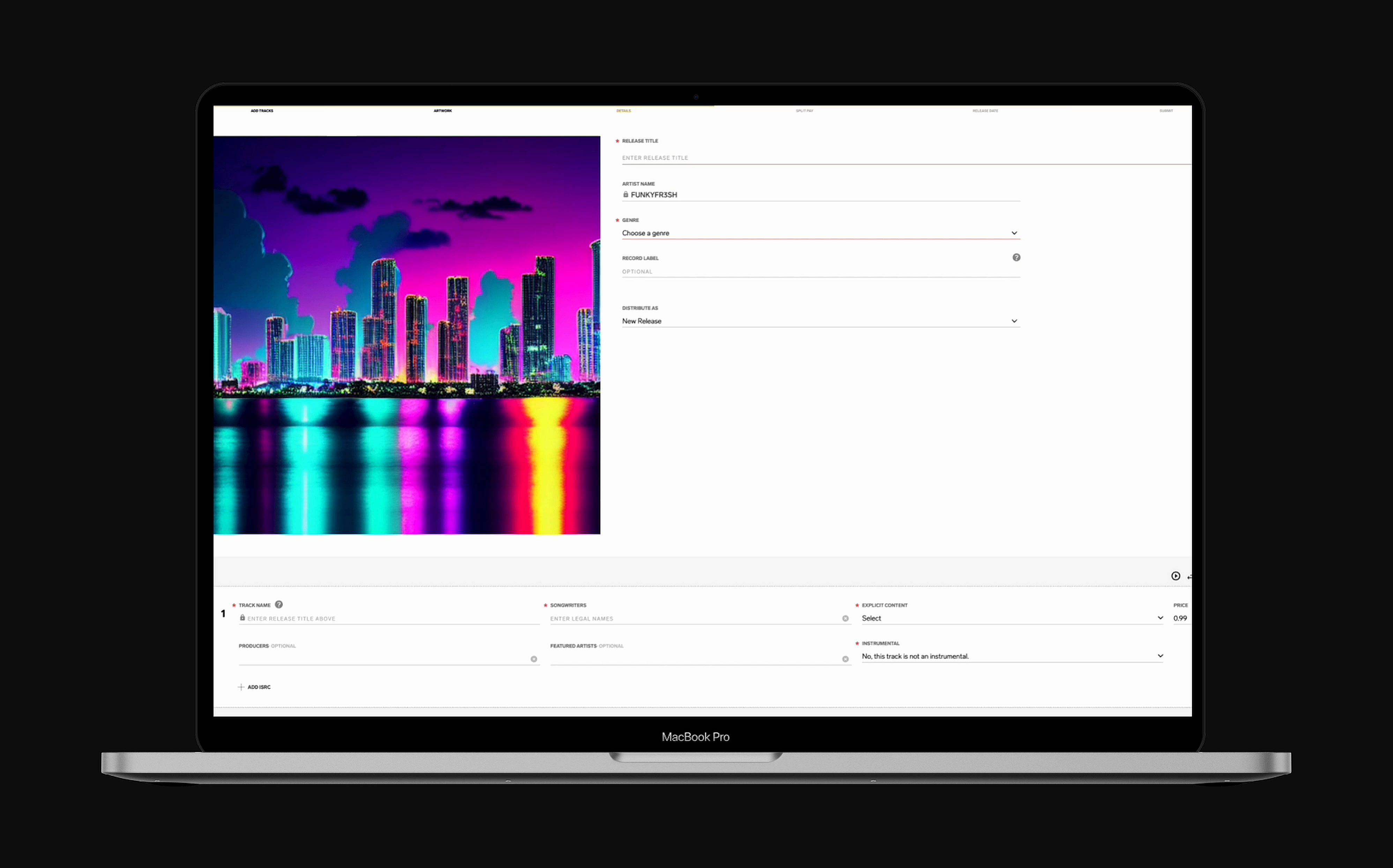 Original details form with light theme showing cramped metadata fields and cover art